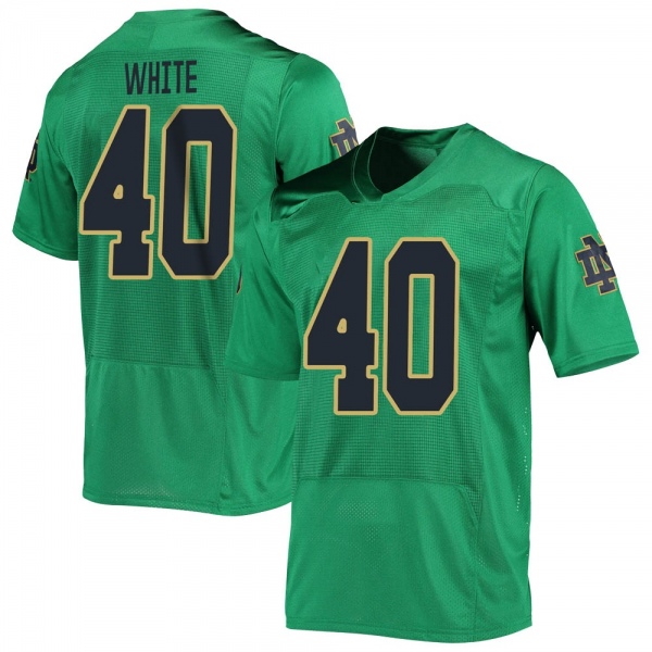 Drew White Notre Dame Fighting Irish NCAA Youth #40 Green Replica White College Stitched Football Jersey WBB5155UD